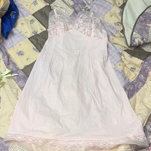 Vintage Van Raalte Pale Pink Nylon Slip Dress Nightgown Size 32